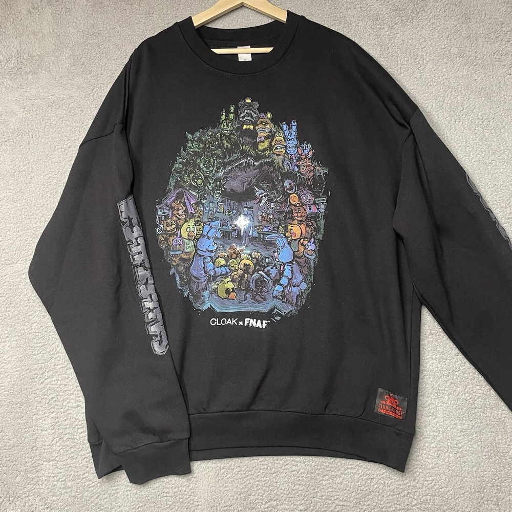 Cloak X FNAF Five Nights at Freddy's Crewneck Sweatshirt Sweater Black Size 3XL